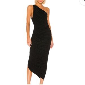 Norma Kamali Black Asymmetrical Ruched Cocktail Dress